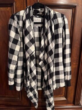 Alternative Black & White Checkered Draped Cardigan